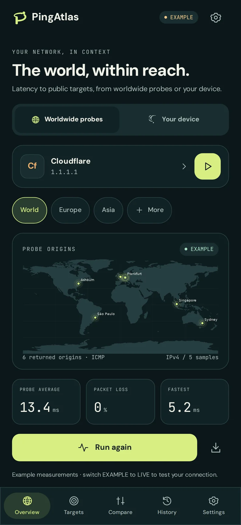 iPhone-sized web layout · example data